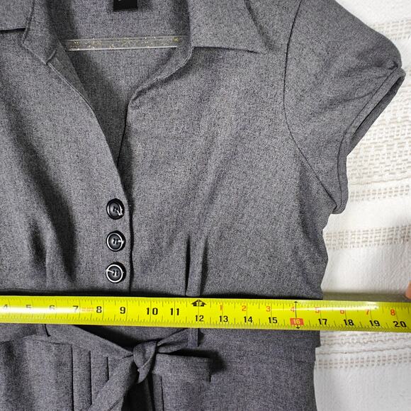 RB Collection New York Gray Button Front Belted Midi Dress Size 12 - Picture 3 of 8